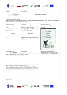 Dyplom dla Zespołu „Absurd” MDK „Prażakówka” 1 miejsce w Międzynarodowym Konkursie Tańca „Dance Cieszyn w kategorii taniec nowoczesny – młodzież. Cieszyn, 16 V 2013 r.