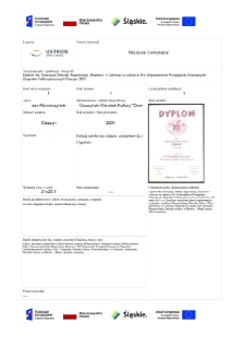 Dyplom dla Dziecięcej Estrady Regionalnej „Równica” z Ustronia za udział w XIV Wojewódzkim Przeglądzie Dziecięcych Zespołów Folklorystycznych Cieszyn 2001