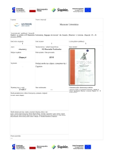 Dyplom za udział w 42 Biesiadzie Koźlarskiej „Sięgając do korzeni” dla Zespołu „Równica” z Ustronia. Zbąszyń, 23 – 24 września 2016 r.